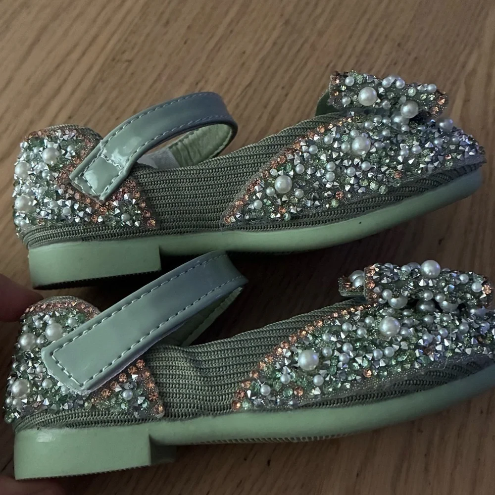 Meng Ke Xuan Elegant Kids' Sparkling Pearl Rhinestone Shiny Kids Princess Shoes